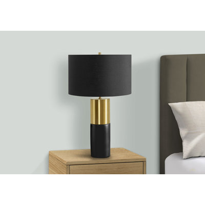 Lighting, 25"H, Table Lamp, Black Concrete, Black Shade, Contemporary