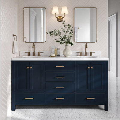 Cambridge 66.25'' Double Bathroom Vanity with Carrara Quartz Top