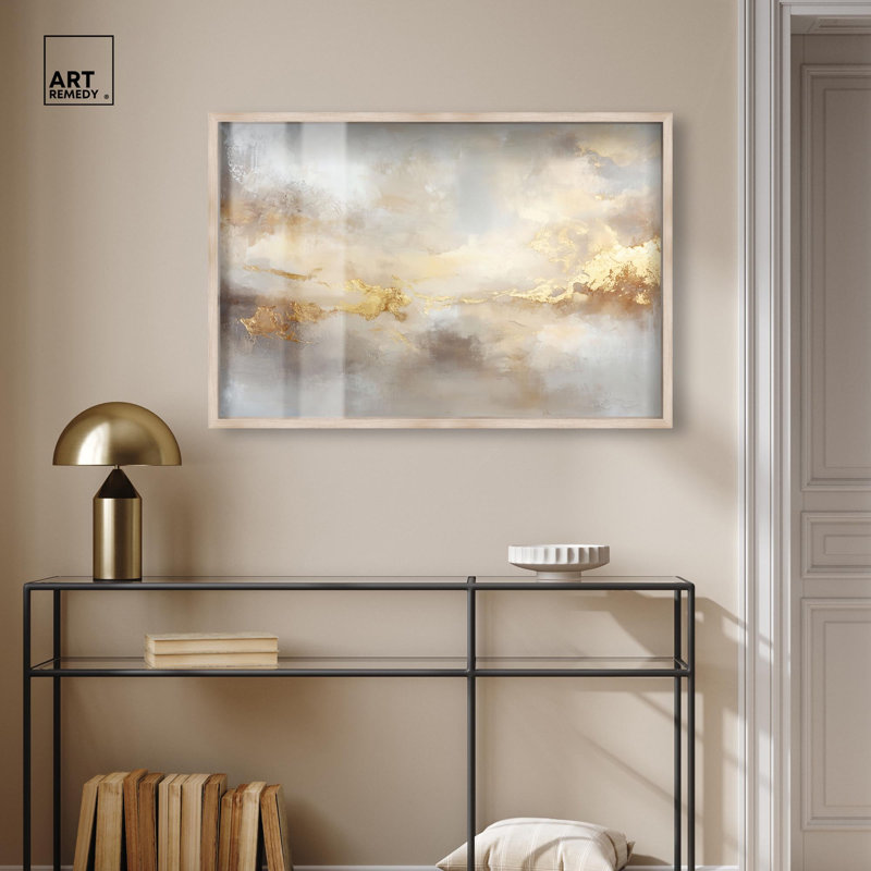 Décoration murale bohème Soft Shimmer III par Art Remedy, cadre blond, 36 x 24, H 25 po x l 37 po, Cadre blond
