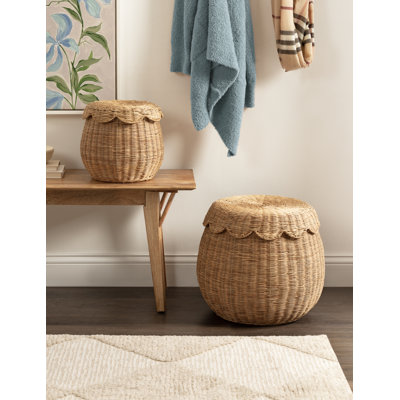 Catarina Two-Piece Woven Natural Rattan Basket Set