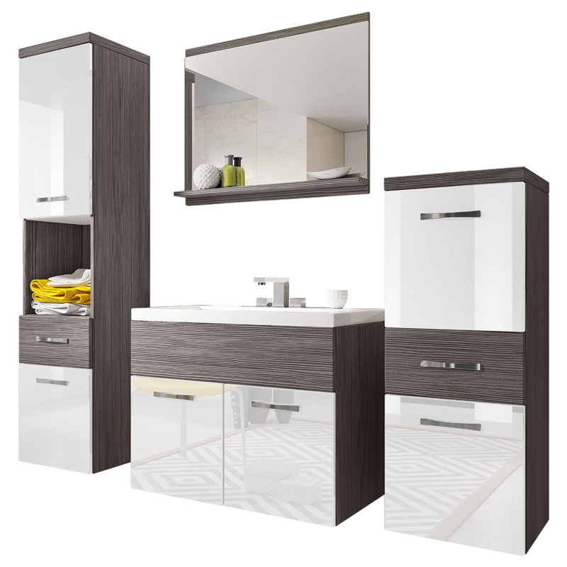 Aleicia Bathroom Furniture Suite, White/Grey