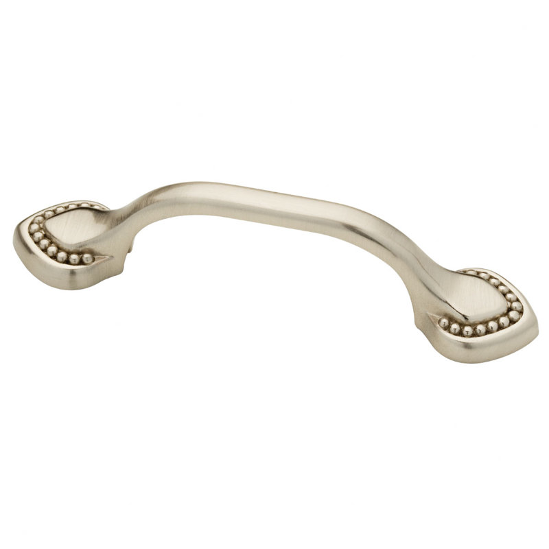 Poignée décorative à double perle 3 po, Nickel satiné