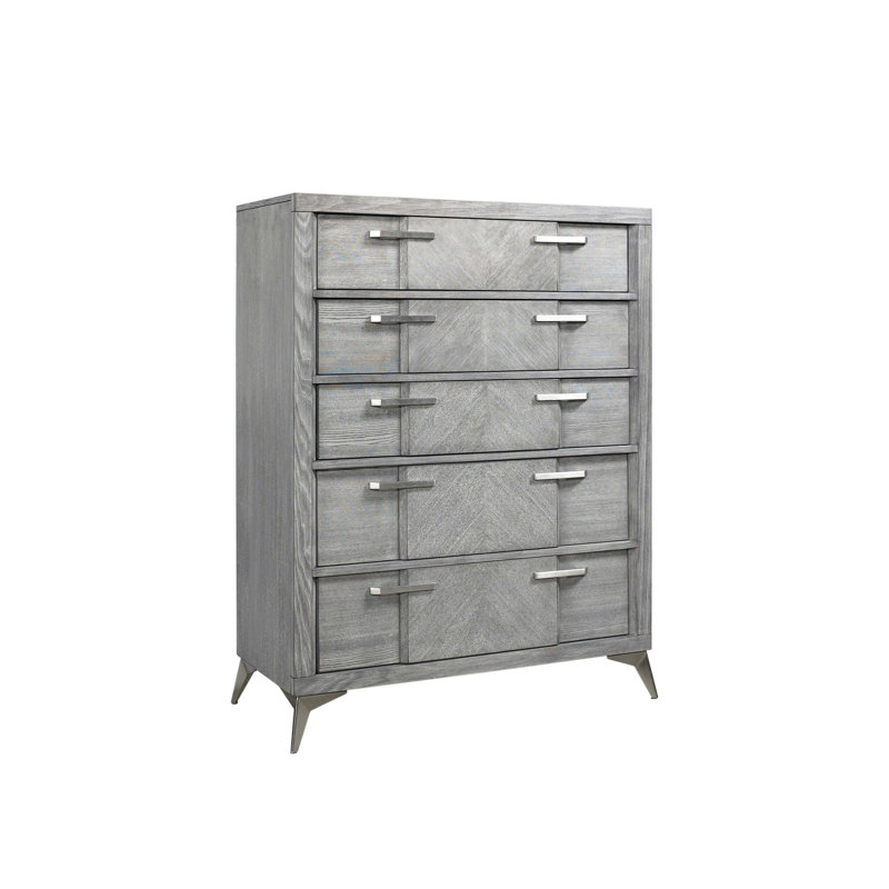 5 Drawer Chest In Gray Book Matched Veneers
