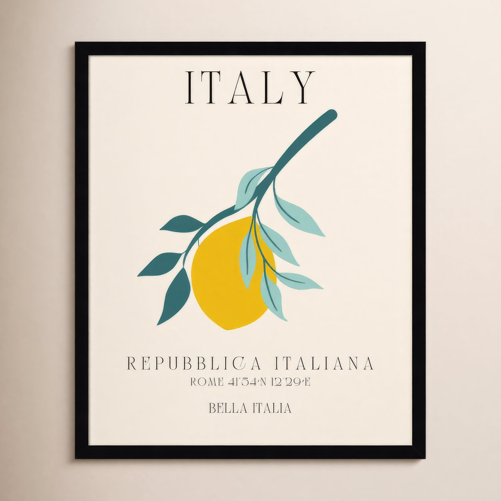 Mirando "Italy Travel Poster" Print, Black Framed, 21" W x 25" H x 1" D