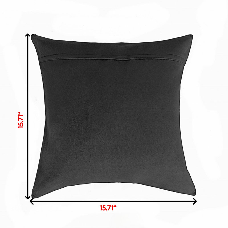 Ensemble de 2 coussins en cuir de vache 5 pouces Trio, Noir, Carré 15,71 po