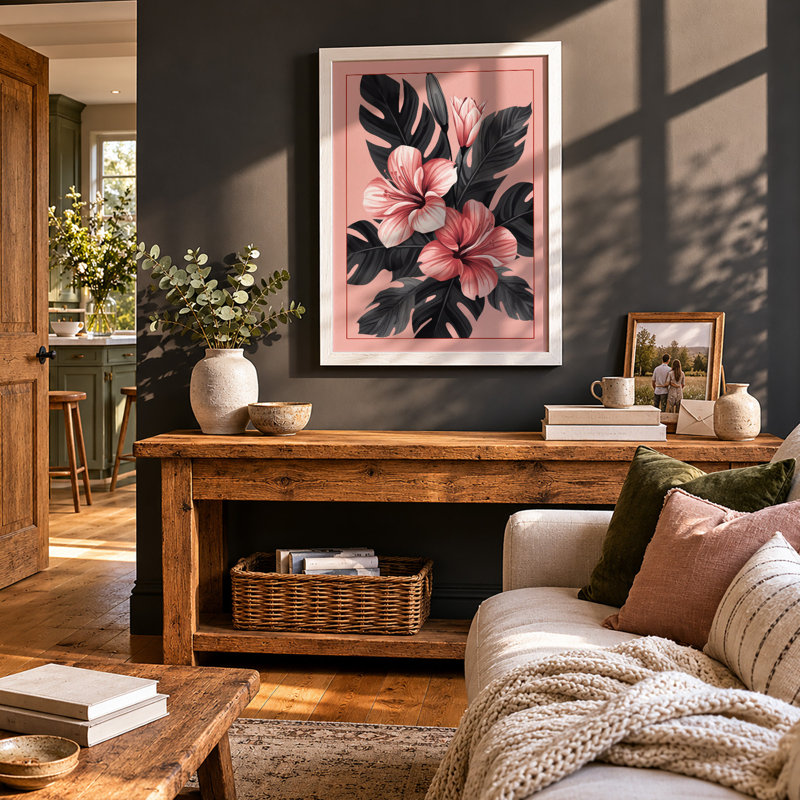 Delicate Blooms Botanical - Framed Print, A2 - 59.4 x 42.0 cm, White