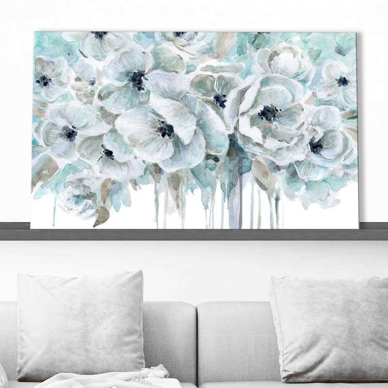 Bleu sarcelle harmonie II par - Peinture, Toile tendue, H 18 po x l 30 po x P 1 po