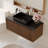 36" Single Bathroom Vanity with Marble Top, Brown Wood Base and Black Sink-1004751226