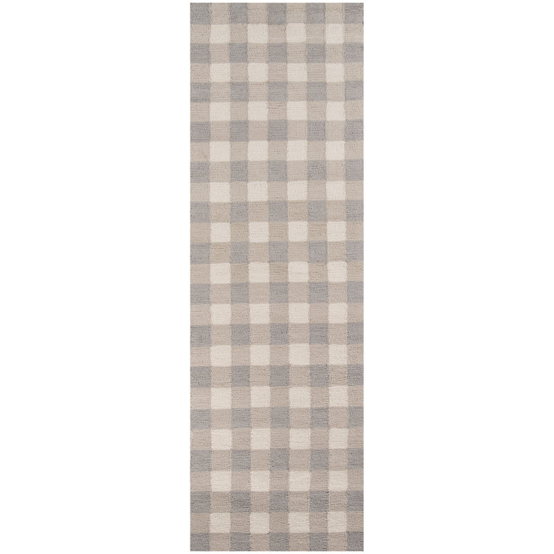 Kadijha Wool Gingham Indoor Rug, Runner 2'3" x 7'6"
