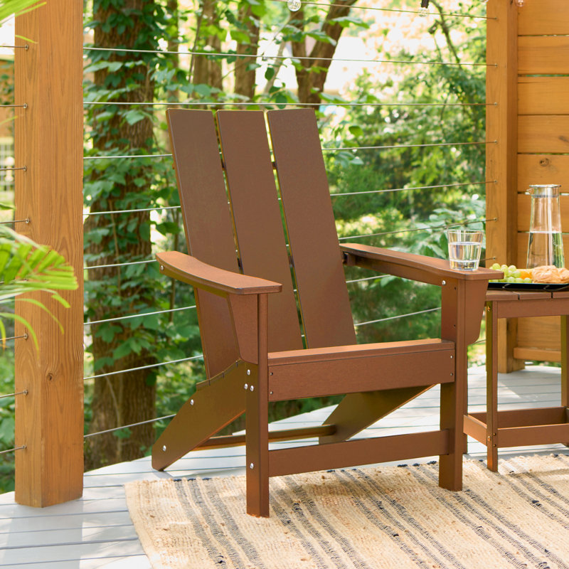 Arenijus Modern Weather-Resistant Plastic Adirondack Chair, Brown
