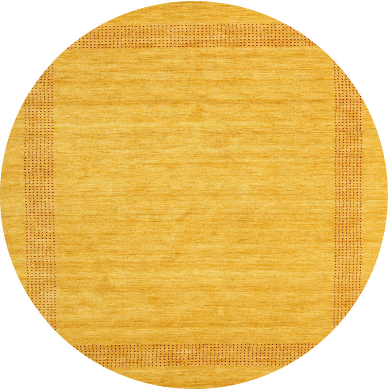 Tapis de zone jaune contemporaine, Rond 6 pi