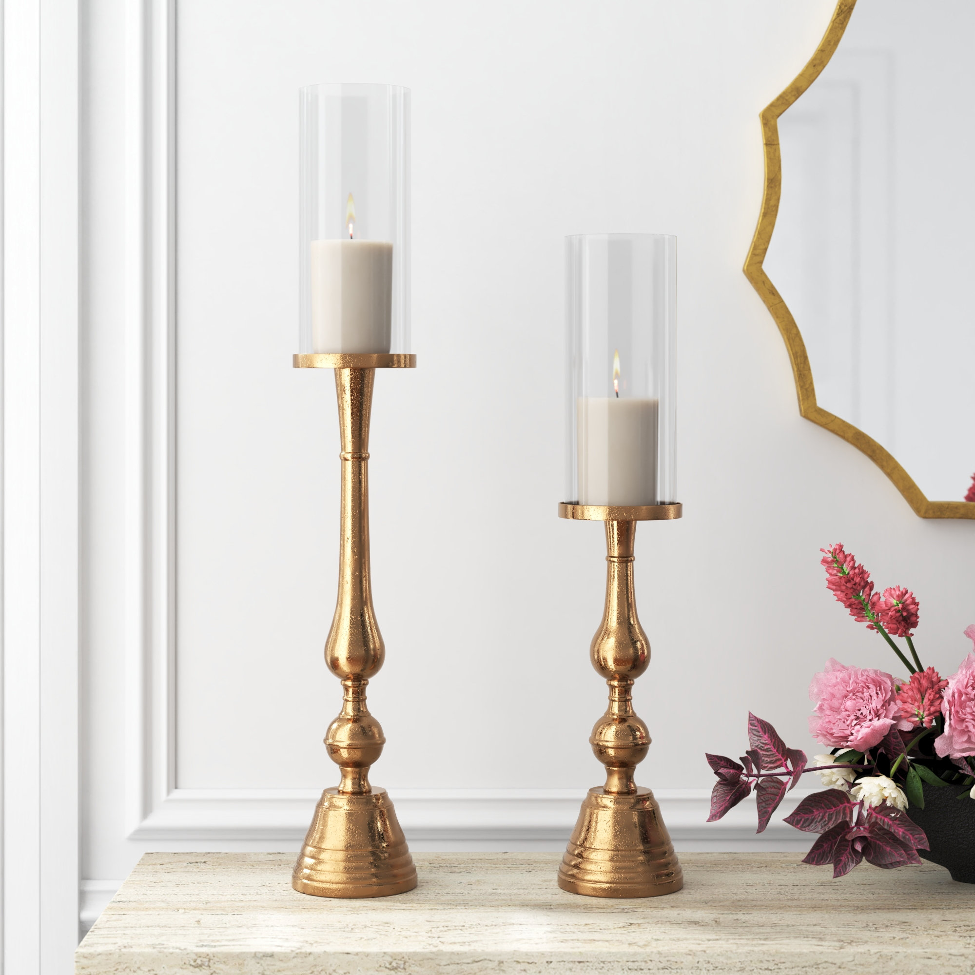 Willa Arlo™ Interiors 2 Piece Aluminum Tabletop Candlestick Set ...