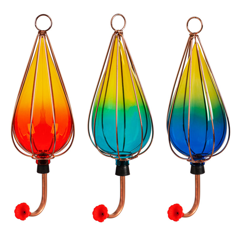 Lemelin Glass Hanging Hummingbird Feeder