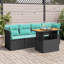  Ensemble de canapé de patio 5 pièces avec coussins en rotin de polyester