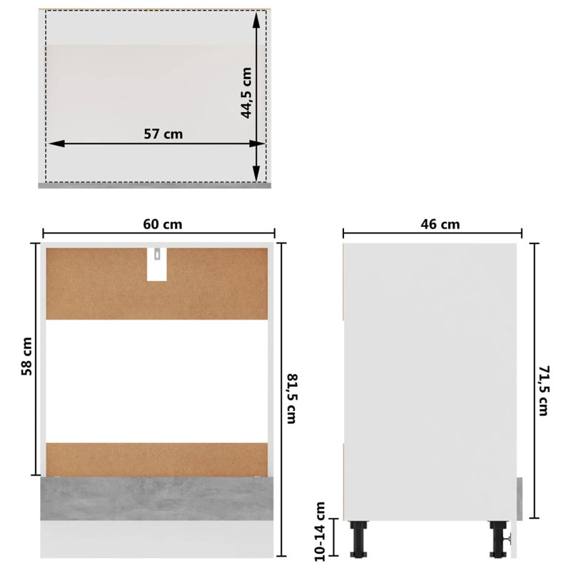 Oven Cabinet Riga, Concrete Grey