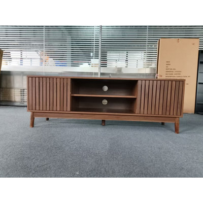 Meuble télé de style moderne du milieu du siècle pour téléviseurs jusqu'à 65 pouces, centre multimédia avec rangement et gestion des câbles, noyer