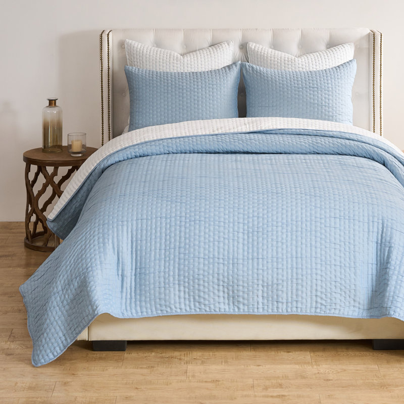 Ensemble de couvre-lit 3 pièces taille très grand Greenland Home Fashions Homestead, 105 x 95 po, Homestead Sky Blue