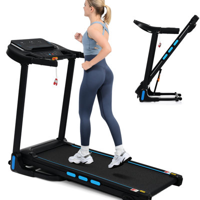 Tapis roulant de 3,5 ch avec capacité de pliage automatique, 10 mph, 350 lb, 4 positions d'inclinaison manuelle, capteurs de fréquence cardiaque, haut-parleur pour utilisation domestique, inclinaison de 6% du moteur, zone de course élargie, conception pliable,