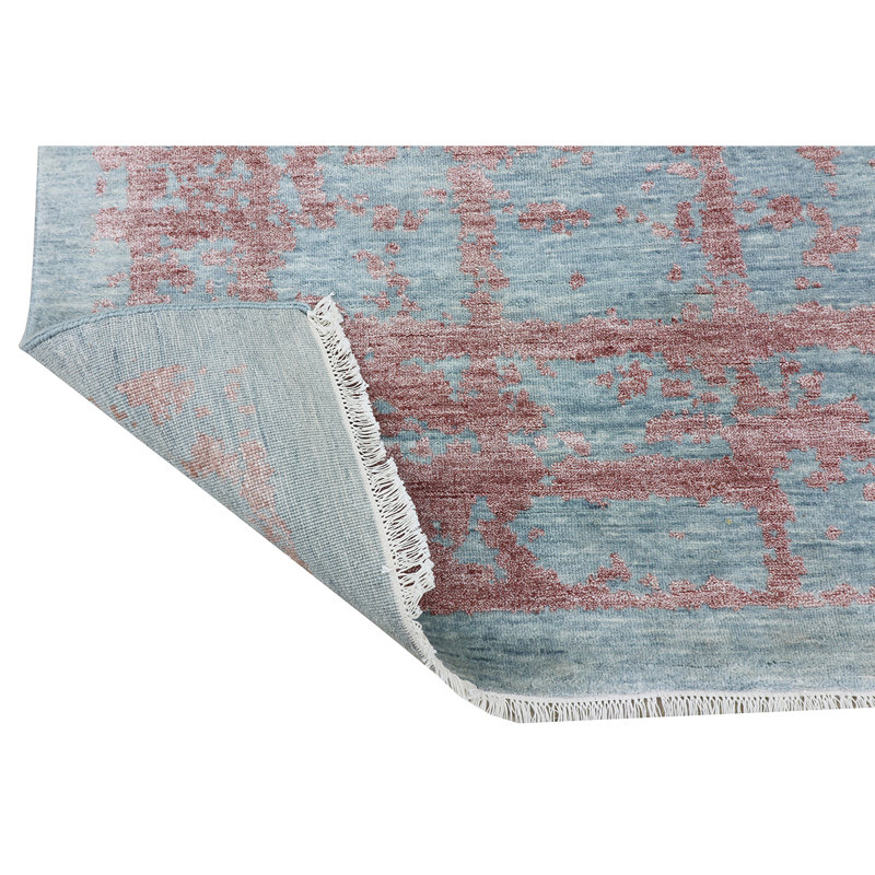 Gingham Area Rug in Blue/Copper, Rectangle 9' x 12'