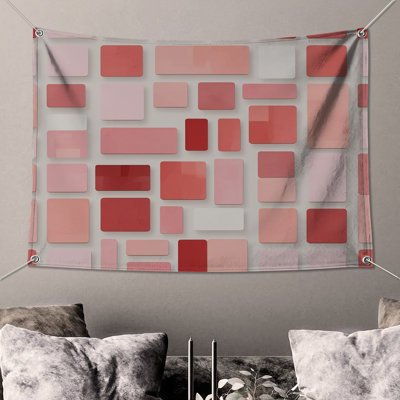 Tapisserie murale rouge et rose - Rectangles
