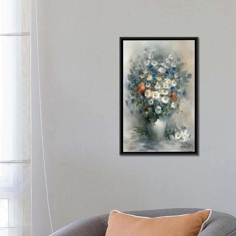 «Flower Bouquet», reproduction sur toile, H 26 po x l 18 po x P 1,5 po, Toile encadrée noire, Pas de tapis