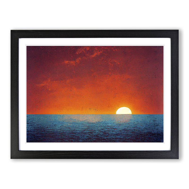 XH1022-6370X Mystical Ocean Sunset - Single Picture Frame Print, Black , 46cm H x 64cm W x 2cm D