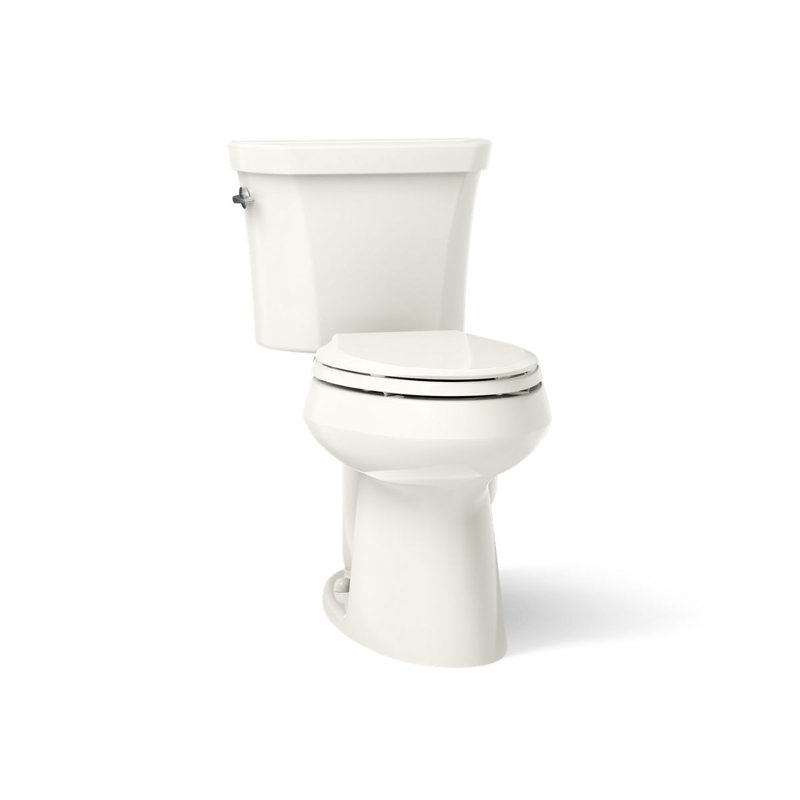 Highline™ 1.6 GPF Elongated Two-Piece toilet (Seat Not Included), Biscuit, Left-Hand