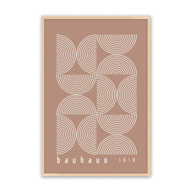 Affiche de composition brun Bauhaus II, H 21 po x l 17 po x P 1,25 po, Reproduction encadrée sans passe-partout, Érable brut