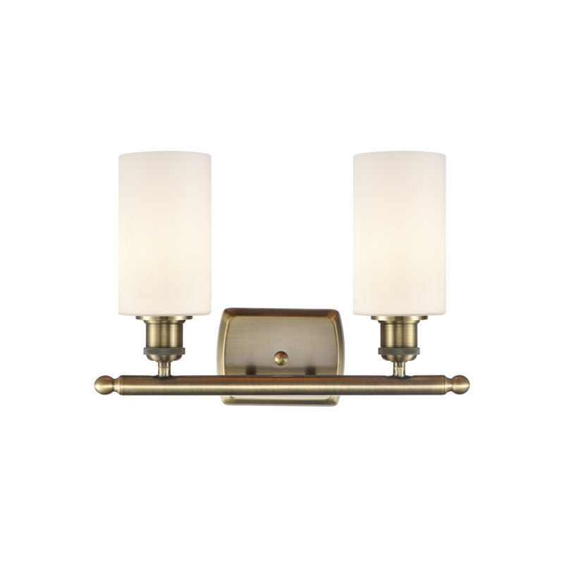 Mallette 2 - Light Dimmable Vanity Light, Antique Brass, 60 Watt Vintage Incandescent Bulb, Matte White