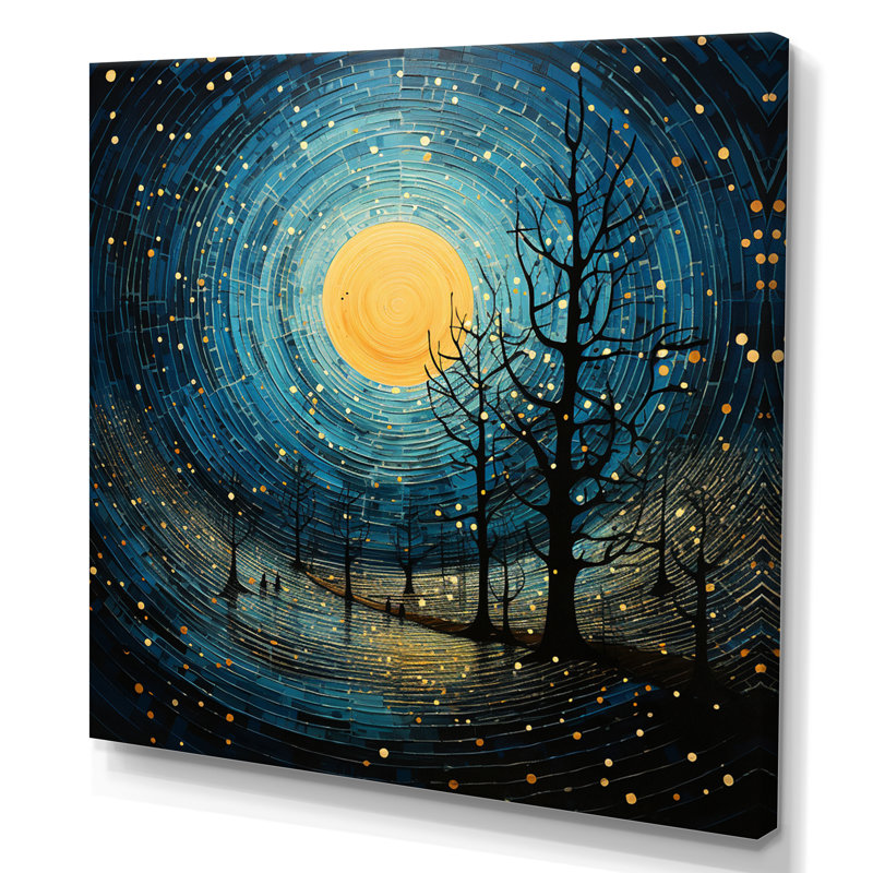 Lune bleue minimalisme III sur toile, Toile tendue, 30" H x 30" W