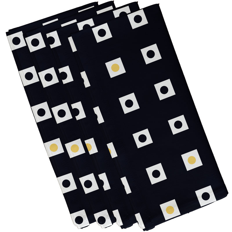 Polyester Geometric Square Napkin, 18" W x 18" L, Navy Blue / Yellow