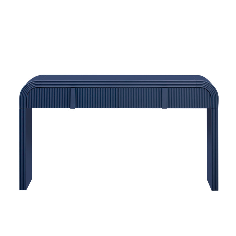 Modern Console Table With 2 Grooved Storage Drawers – Fluted Entryway Table With Rounded Silhouette