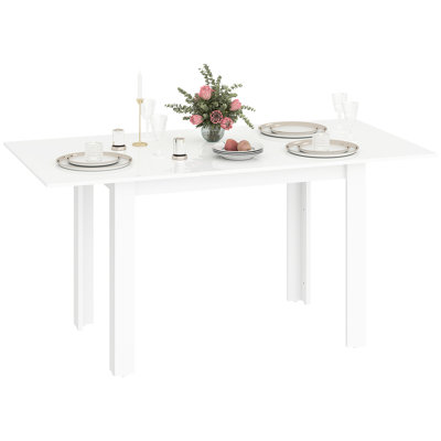 HOMCOM Extendable Dining Table 120-160 x 70cm Seats 4-6 High Gloss White