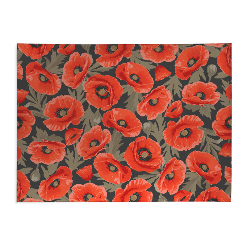 Tapis de cuisine léger Poppie, Rectangulaire 3 pi x 5 pi, Gris anthracite