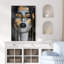 Élégance, noir et blanc, or, portrait féminin, décoration de chambre à coucher, impression sur toile encadrée-107907634-107907636