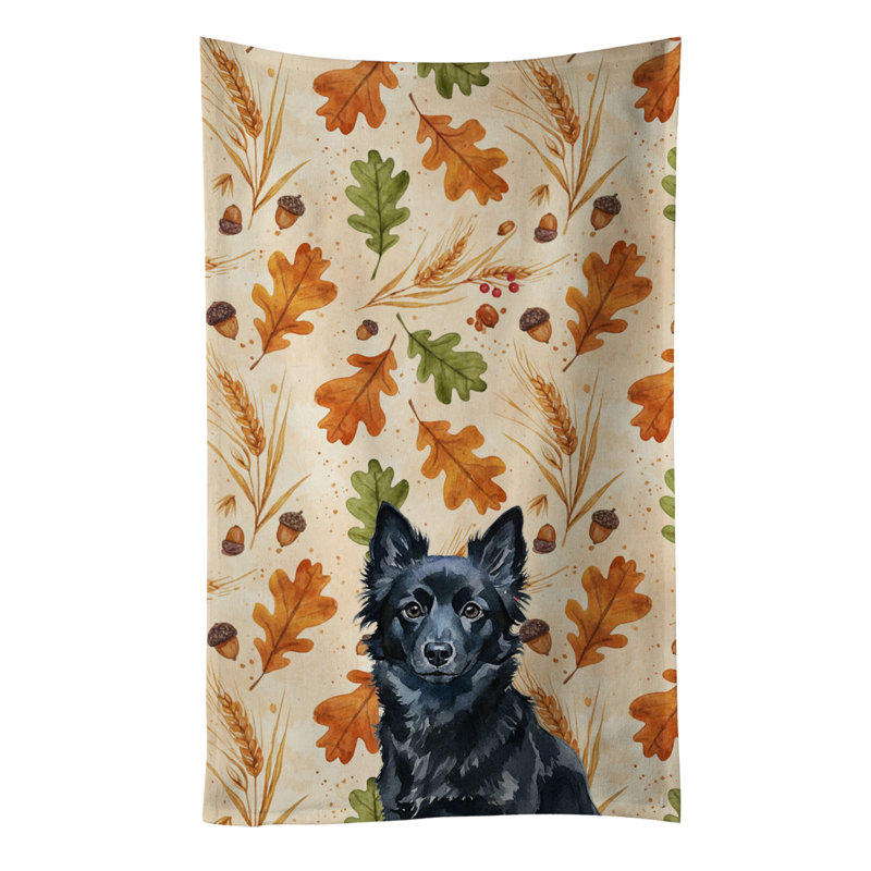 Schipperke Heirloom Fall Kitchen Towel, Schipperke