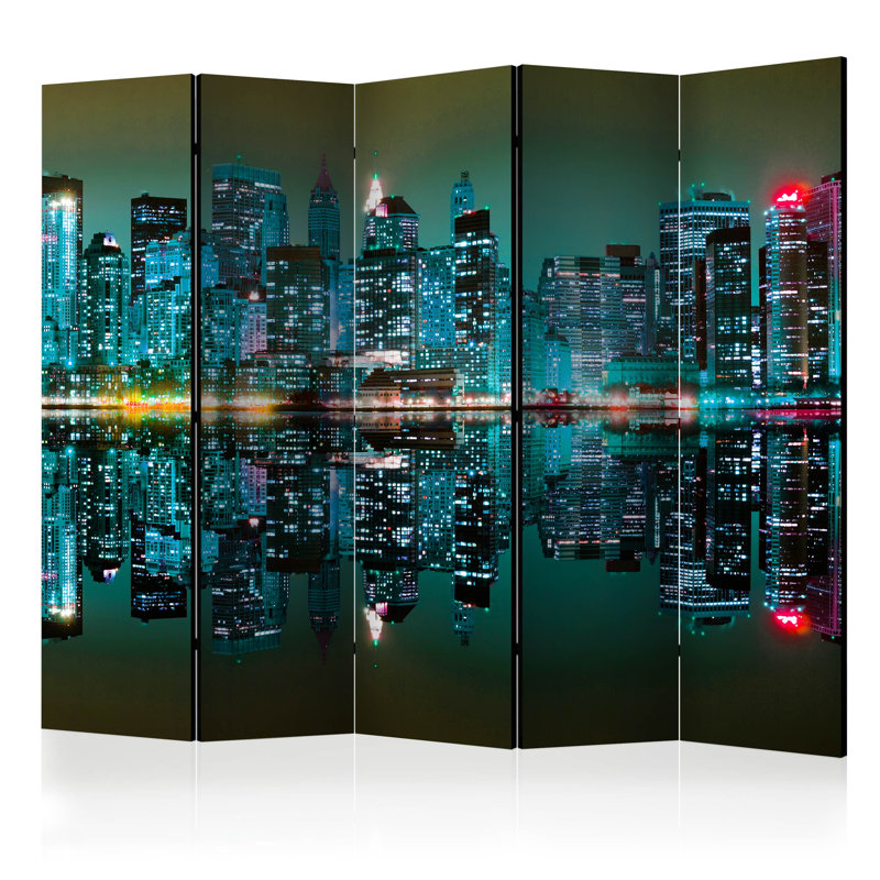 Ginko 225cm W x 172cm H 5 - Panel Solid Wood Folding Room Divider