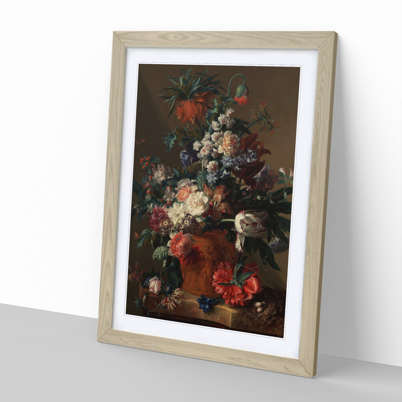 Still Life with Flowers Vol.11 by Jan Van Huysum - Picture Frame Painting, 36cm H x 27cm W x 2cm D, Oak