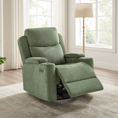 Fauteuil inclinable électrique avec fauteuil berçant, oscillant et pivotant, porte-gobelets intégrés