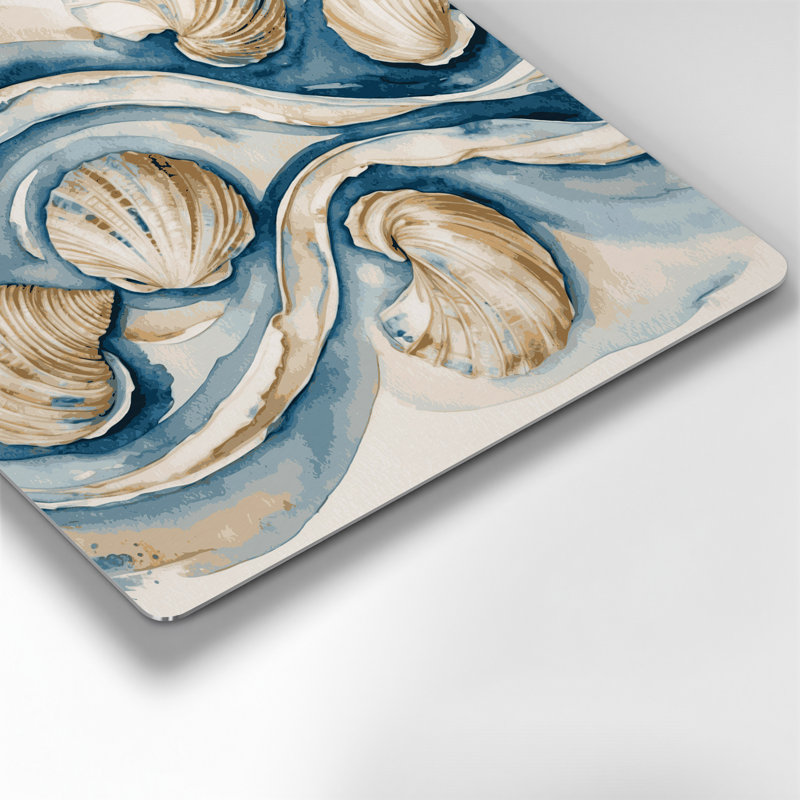 Bordure de bord de mer côtière, art mural beige en métal, H 12 po x l 12 po
