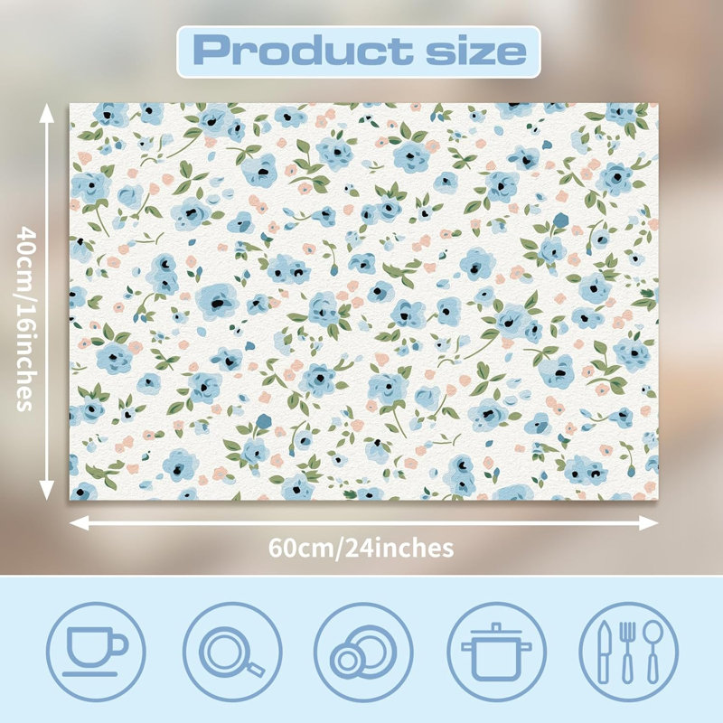 Accessoires de bar absorbant Ditsy, Single - 31.5" L x 19.5" W, Light Blue Floral