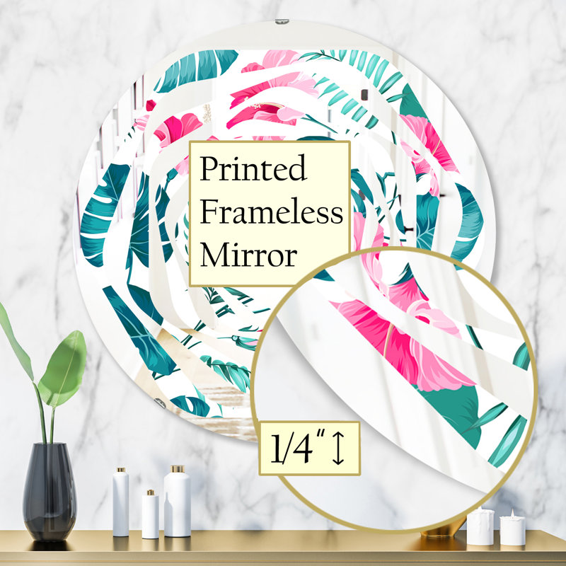 Miroir mural Whirl Abstract II Cottage Americana, H 31,5 po x l po, Tourbillon de fleurs et de plantes
