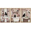 «Whimsical Cat», art floral rétro et photos de salle de bain, impression sur toile encadrée, 3 pièces-128129870-128129867