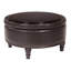 Repose-pieds rond avec rangement en similicuir 32 po de largeur-1158085218