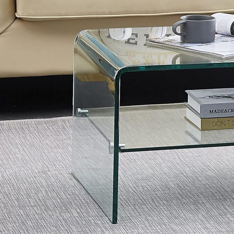 Ludo Glass Coffee Table, 14" H x 43" L x 22" W
