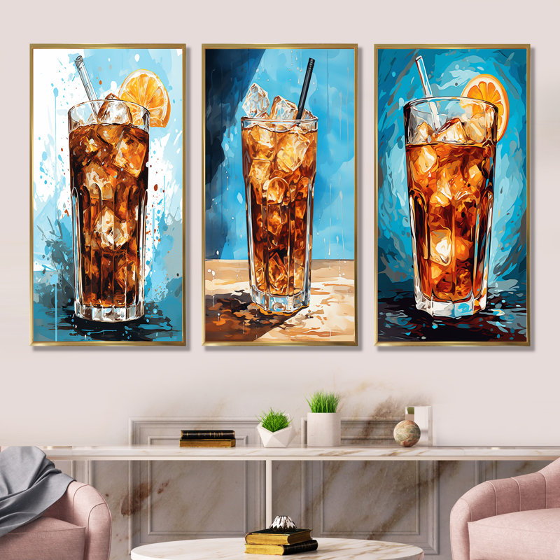 Cocktail froid café froid, Cadre flottant doré, H 32 po x l 48 po