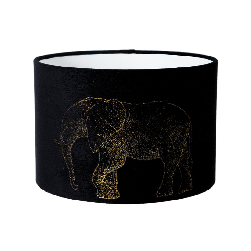 Velvet Drum Lamp Shade ( Screw On ) in Black, 25cm H x 40cm W x 40cm D