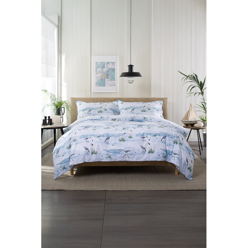 Wader Printed 100% Cotton Duvet Cover Set With Pip Classic Cotton Gingham Duvet Cover Set with Pillowcases, Super King