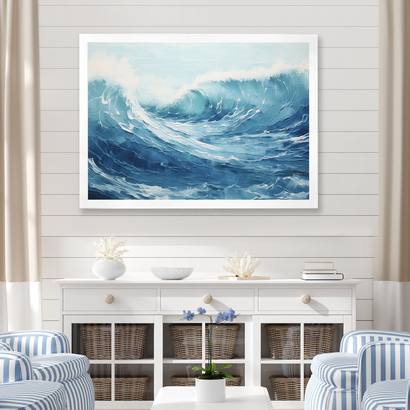 Minimalisme océan tempête II sur toile, H 30 po x l 40 po x P 1,5 po, Cadre simple blanc