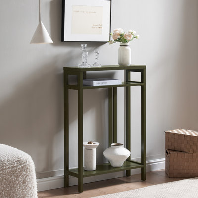 Console étroite de 22 pouces de largeur avec 3 tablettes de rangement à 3 niveaux, table d'appoint pour le salon ou le couloir